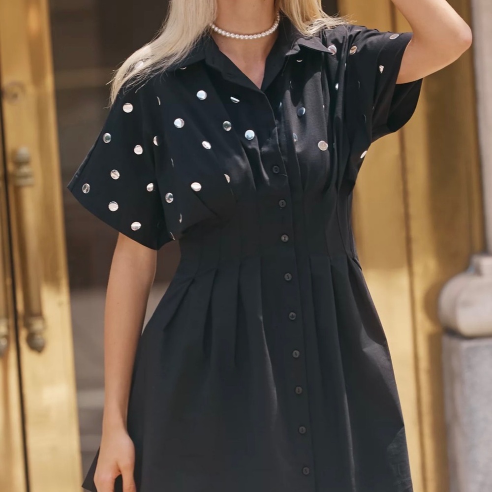 Anthropologie Exquise Tobie Studed Mirror Shirt Dress Size XL